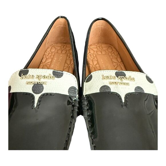 Kate Spade New York Deck Driving Loafers Size 5 Black Patent Leather Polka Dots - Picture 4 of 9
